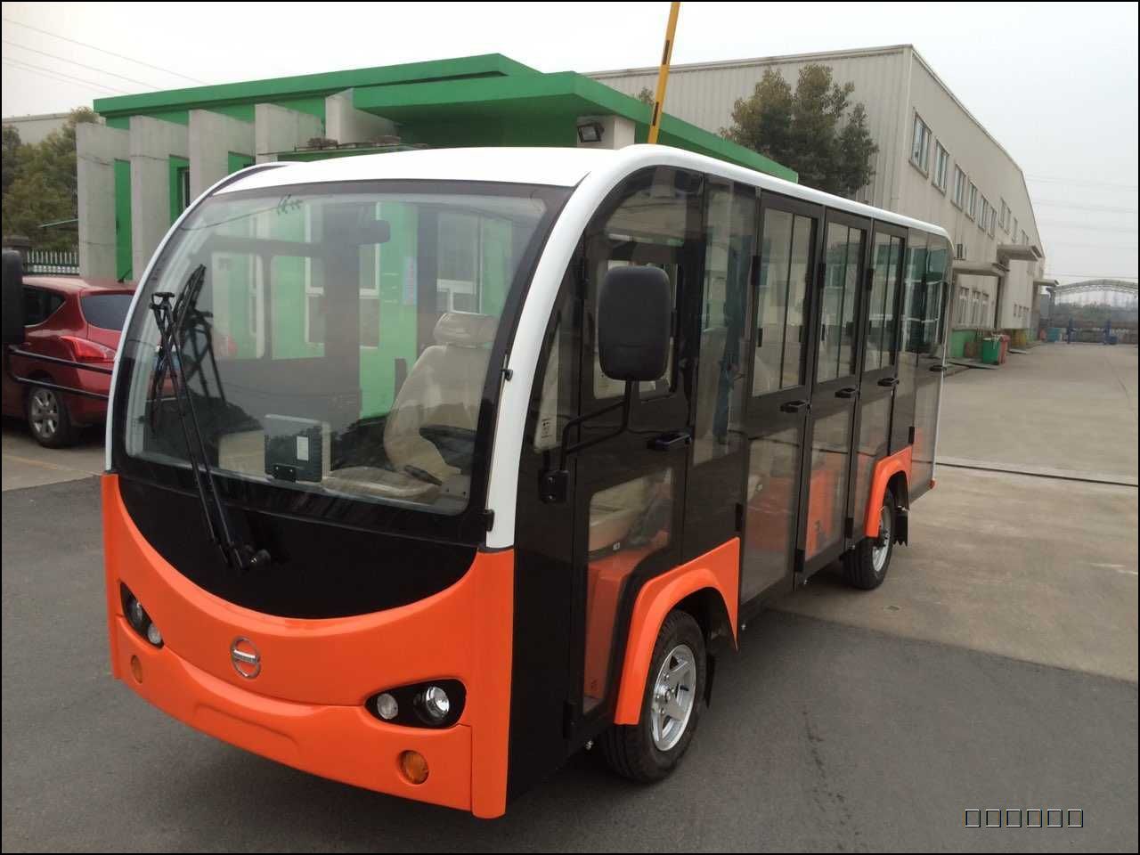 2016鲜橙亮色封闭式14座观光车